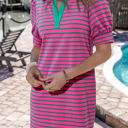 Pink Stripe Large Hattie Stripe Collared T-Shirt Dress