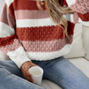 Red Large Haven Cable Knit Drop Shoulder Sweater