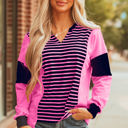 Pink Stripe Large Haven Stripe Loose Fit Long Sleeve Top