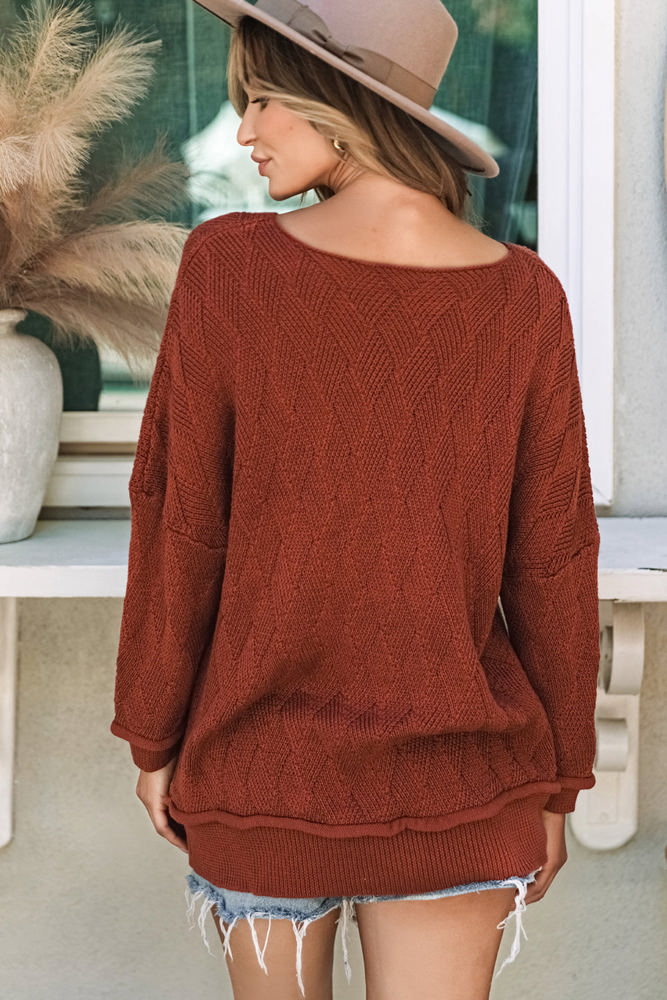 Hayden Textured Crew Neck Loose Sweater