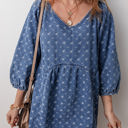 Blue Medium Hazel Open Back Loose Fit Denim Dress