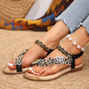  Hazel Rhinestone Flower Braided Straps Sandals