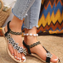  Hazel Rhinestone Flower Braided Straps Sandals