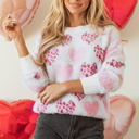  Heart Leopard Pearled Fuzzy Sweater