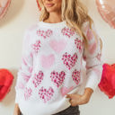  Heart Leopard Pearled Fuzzy Sweater