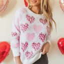  Heart Leopard Pearled Fuzzy Sweater