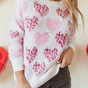  Heart Leopard Pearled Fuzzy Sweater