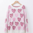  Heart Leopard Pearled Fuzzy Sweater