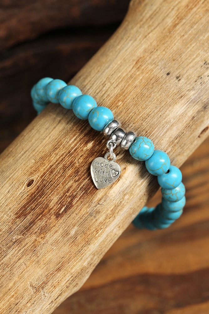 Heart Pendant Turquoise Bracelet