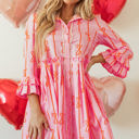  Heidi Bowknot Striped Shirt Dress