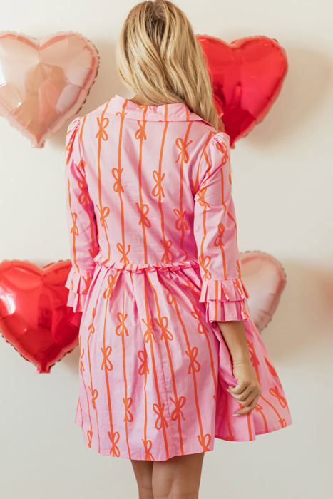 Heidi Bowknot Striped Shirt Dress