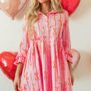  Heidi Bowknot Striped Shirt Dress