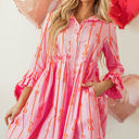  Heidi Bowknot Striped Shirt Dress