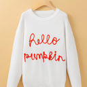 White XXL Hello Pumpkin Graphic Sweater