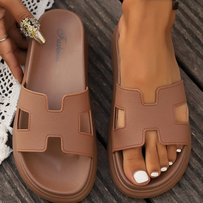 Henley Cutout Design Open Toe Platform Slippers