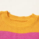  Henley Stripe Color Block Knitted T-shirt Sweater