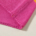  Henley Stripe Color Block Knitted T-shirt Sweater