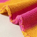  Henley Stripe Color Block Knitted T-shirt Sweater