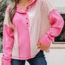  Hollievi Patchwork Hooded Oversize Pullover