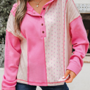  Hollievi Patchwork Hooded Oversize Pullover