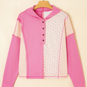  Hollievi Patchwork Hooded Oversize Pullover