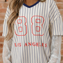 Blue Stripe Small Holly Faux Two Piece Top