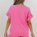  Honey Textured Pearled Ruffle Sleeve 2 Piece Set