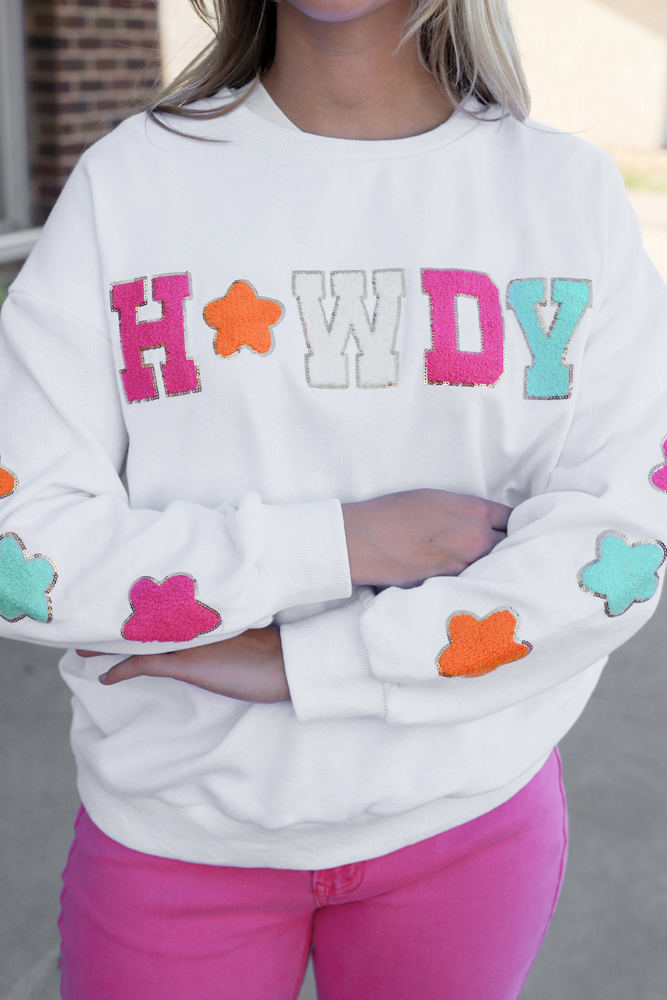 Howdy Patch Graphic Casual Sweatshirt