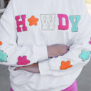  Howdy Patch Graphic Casual Sweatshirt