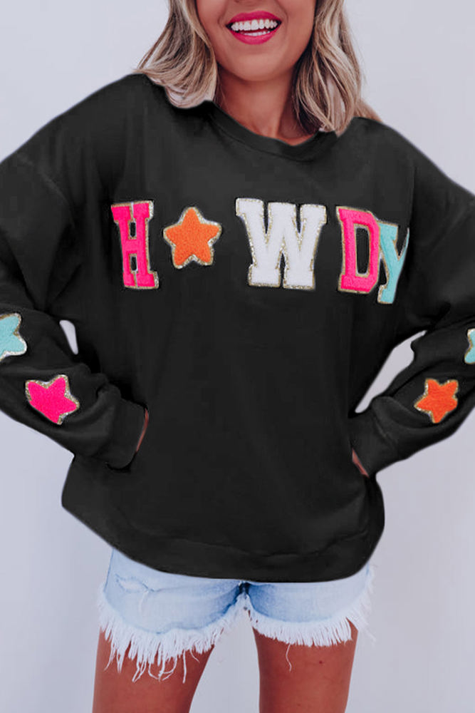 Howdy Patch Graphic Casual Sweatshirt