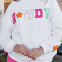 White Large Howdy Patch Graphic Casual Sweatshirt