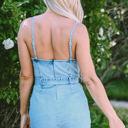  Hunter Spaghetti Straps Belted Denim Romper