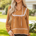  Iridora Long Puff Sleeve Blouse