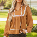 Straw Yellow Medium Iridora Long Puff Sleeve Blouse