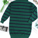  Iris Striped Zip Collared Loose Sweater Mini Dress