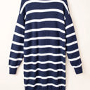  Iris Striped Zip Collared Loose Sweater Mini Dress