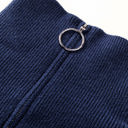  Iris Striped Zip Collared Loose Sweater Mini Dress
