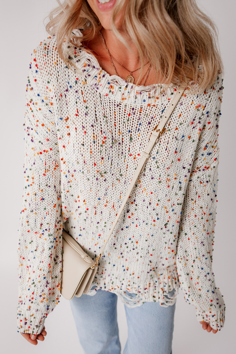 Isabel Confetti Distressed Knit Sweater