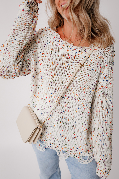 Isabel Confetti Distressed Knit Sweater