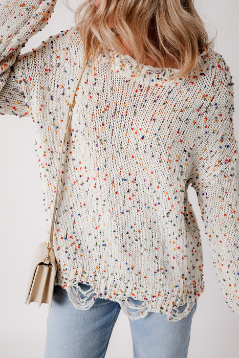 Isabel Confetti Distressed Knit Sweater
