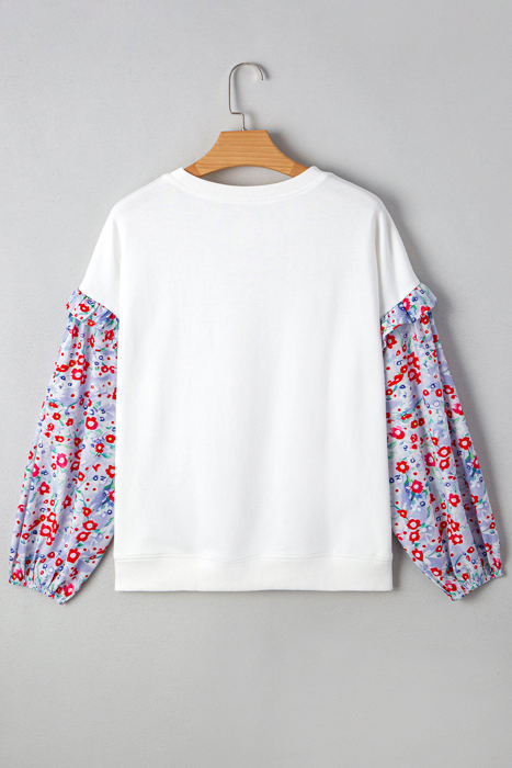 Isabel Floral Ruffled Balloon Sleeve Loose Blouse