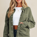 Smoke Green Small Isabella Collared Front Boyfriend Jacket