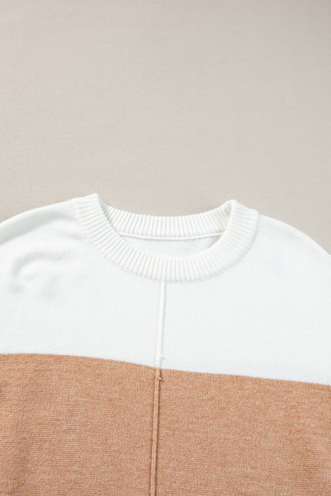 Isabella Colorblock Ribbed Trim Sweater