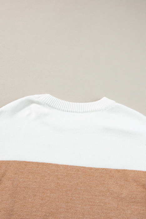 Isabella Colorblock Ribbed Trim Sweater