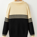  Isabella Colorblock Stripe Collared Sweater