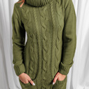 Green Medium Isabella Cowl Cable Knit Sweater
