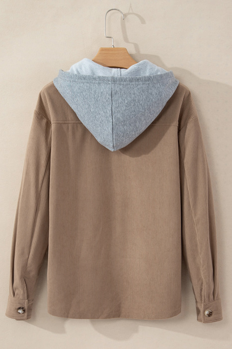 Isabella Hooded Drawstring Corduroy Shacket