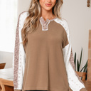  Isabella Lace Contrast Patchwork Long Sleeve Top