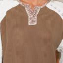  Isabella Lace Contrast Patchwork Long Sleeve Top