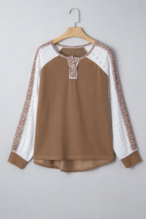 Isabella Lace Contrast Patchwork Long Sleeve Top